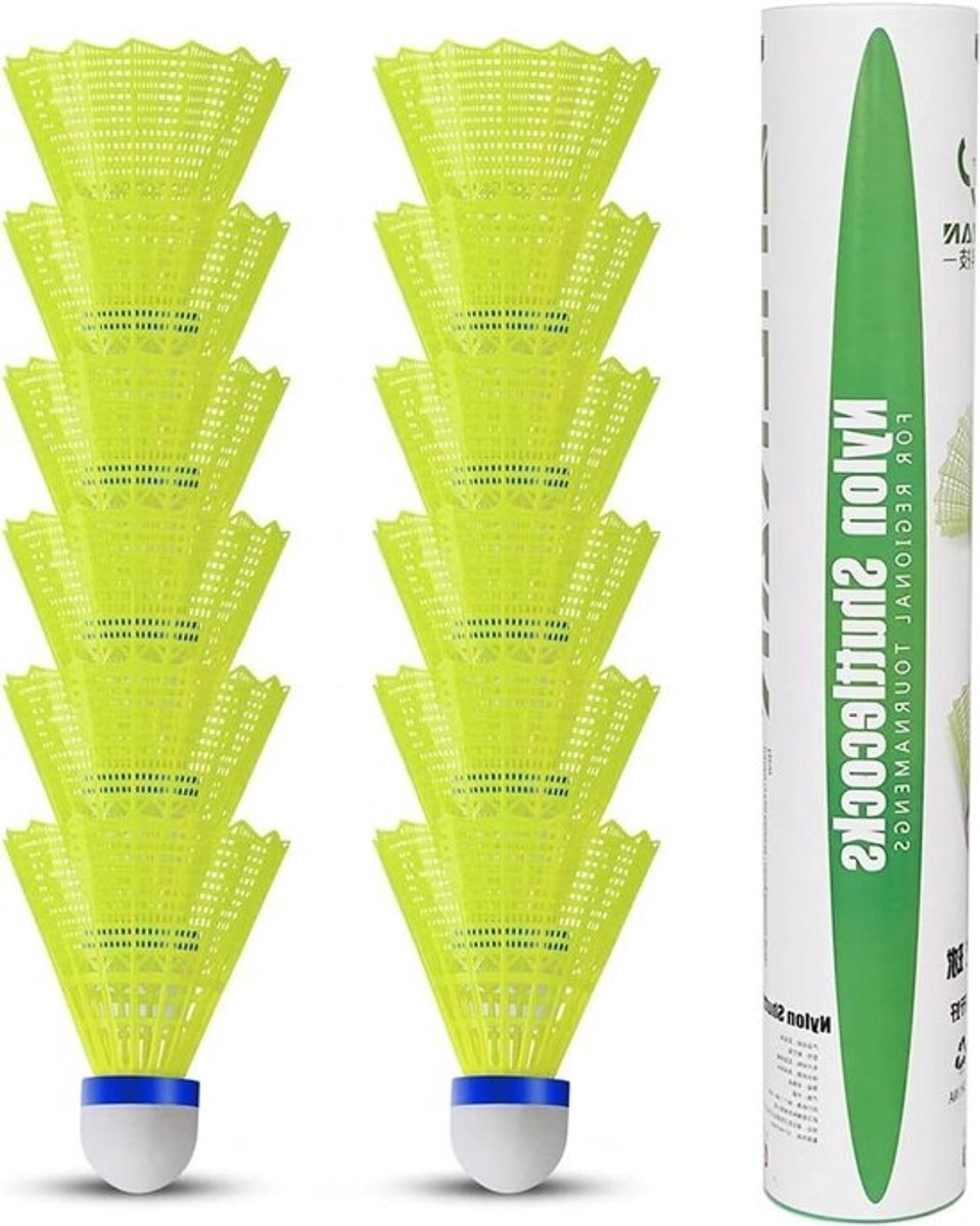 Nylon Shuttles - Badminton Ballen - Sport Training - Hoge Snelheid - 12 Stuks - Geel