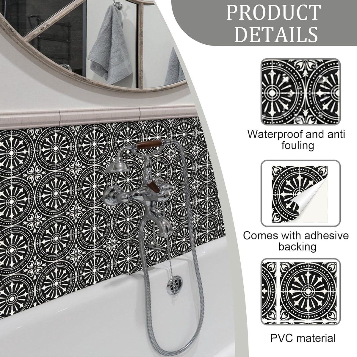 Dailygoods- Tegelstickers 30 Stuks - Zelfklevend - 15 x 15 cm - Achthoekige Ster/Mandala - PVC - Voor Badkamer/Keuken/Wanddecoratie - Muursticker