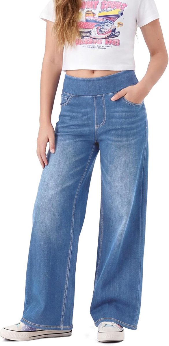 Jeans met wijde pijpen voor meisjes,Geschikt voor meisjes van 6 tot 14 jaar