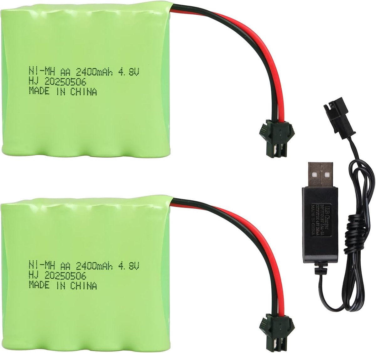 Oplaadbare batterij 4,8 V 2400 mAh, met SM-2P-stekker en USB-oplaadkabel, AA NiMH-batterij voor RC-auto, vrachtwagen, jumper, SY-E511 RC graafmachine, elektrisch speelgoed, elektrisch gereedschap