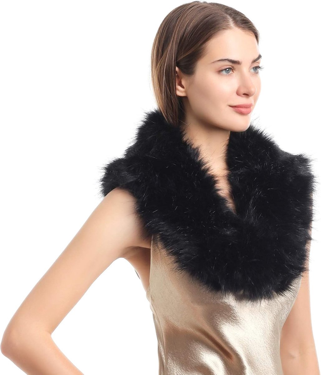 Young bontkraag voor dames, bontkraag, kunstbont, wintersjaal, warme vossenbontkraag, wegwerpverpakking