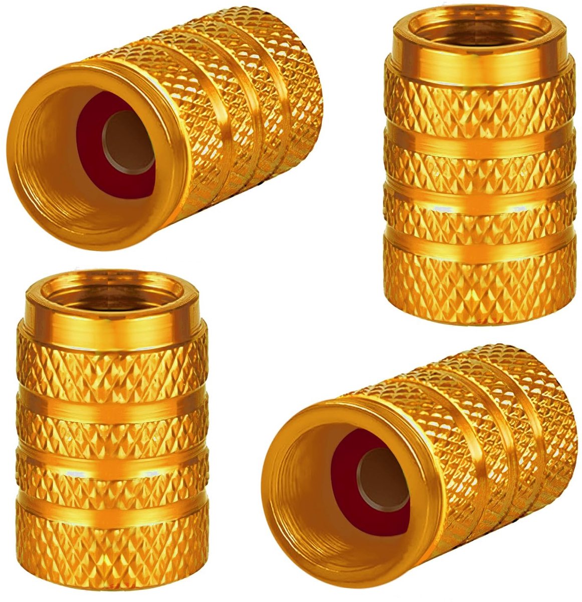 Dailygoods- Ventieldoppen Aluminium - 4 Stuks - Universele Ventieldoppen - Stofdichte Doppen - Duurzaam - Rubber Pakking - Bandendoppen