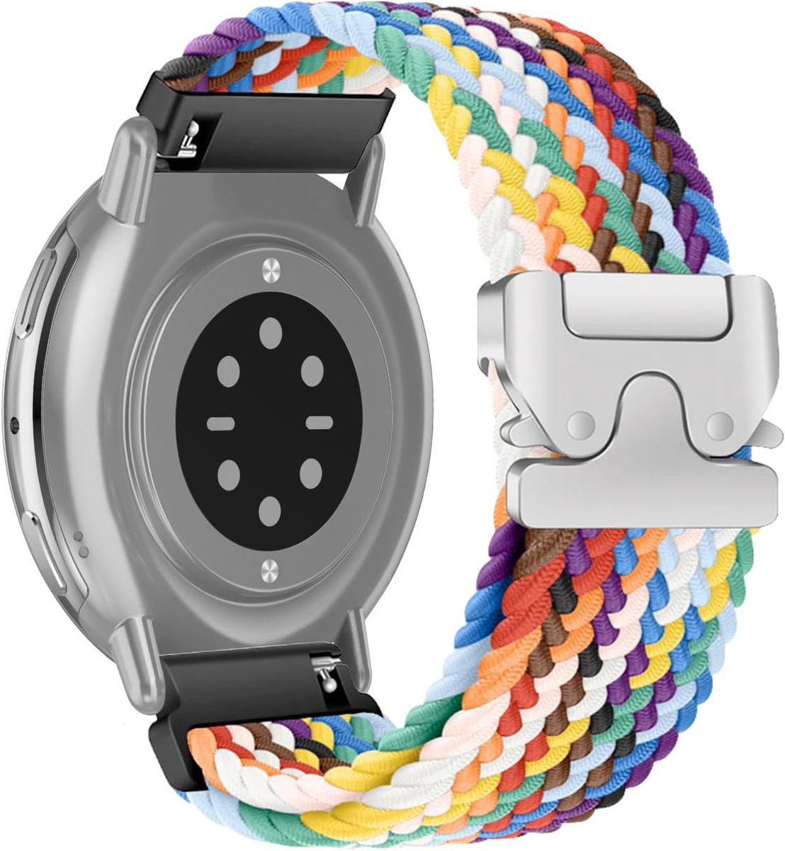 Dailygoods- Horlogeband 20 mm nylon - Compatibel met Amazfit Active 2 - Ademend - Zachte armband - GTR Mini/GTS 4 - Officiële regenboog - Horlogearmba