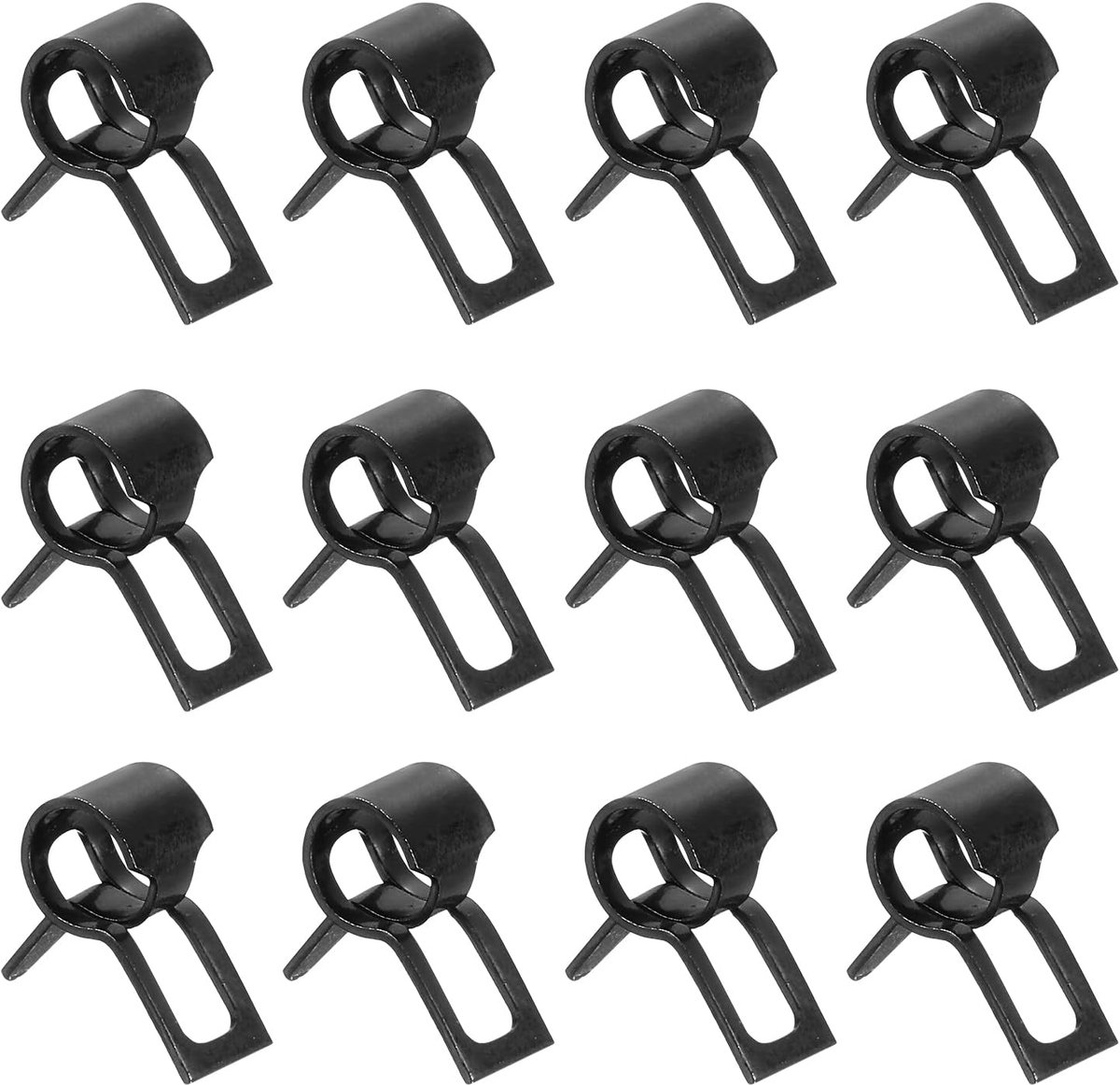 12 stuks veerband-type-actie brandstof/siliconen vacuüm-slangklem, 6 mm lagedruk-lucht-veerslang-clip-klem voor auto-oliepijp, waterbuis, zwart