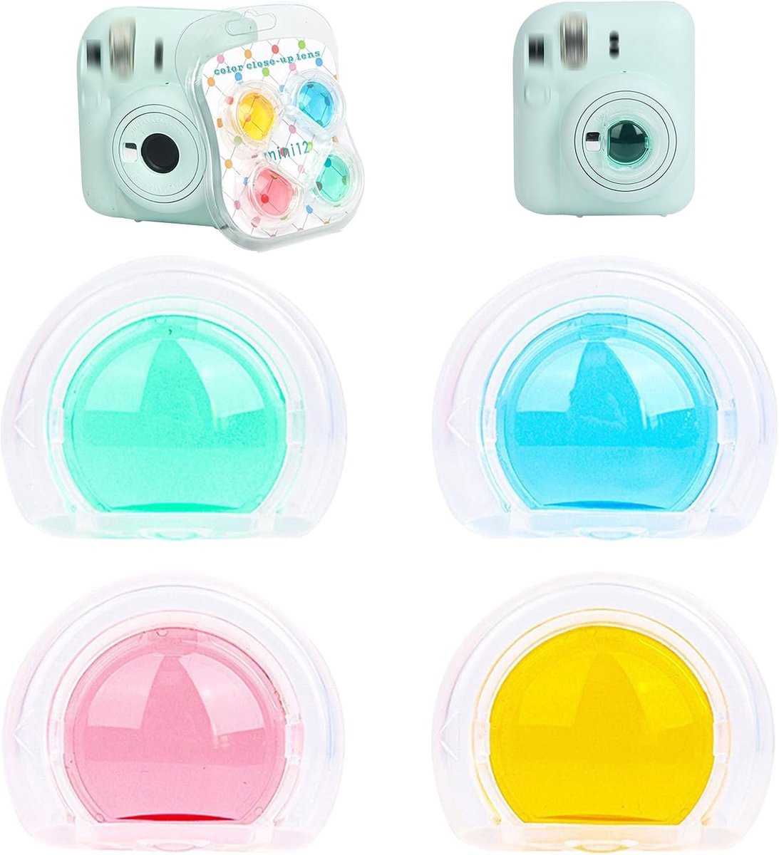 Dailygoods- Foto-filterset 4 Stuks - Kleurfilterset Roze/Geel/Groen/Blauw - Camera-accessoires - Geschikt voor Fuji Instax Mini 12 - Materiaal PVC - A