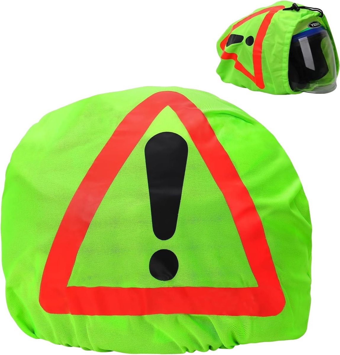 Gevarendriehoek voor motorhelm, driehoekige waarschuwingstas voor motorhelm, helmafdekking met gevarendriehoek, voor veiligheid op ongevallen