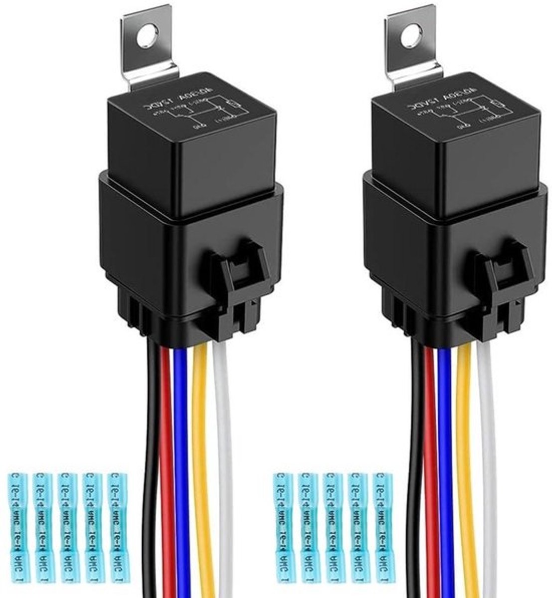 Waterdichte Relais Set - Bedradingsharnas Set - Voertuig Elektronica - Ingebouwde Diode - 2 Stuks 40 Amp - Zwart