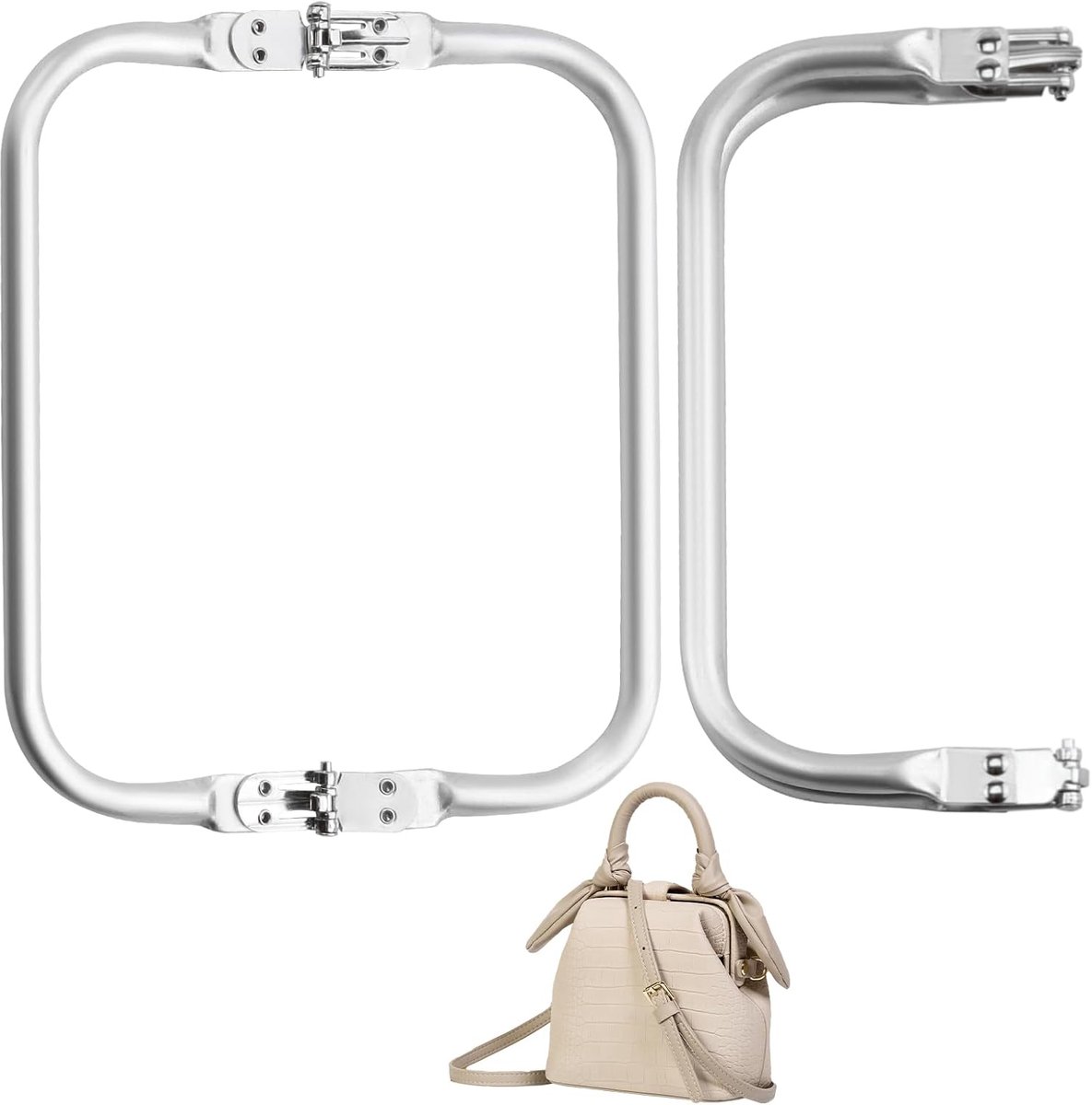Dailygoods- Handtasframe Set van 2 - U-zakframes Aluminium 20 x 9,2 cm - Haaksluiting - Robuust en Elegant - Hoogwaardige Afwerking - Tasframe