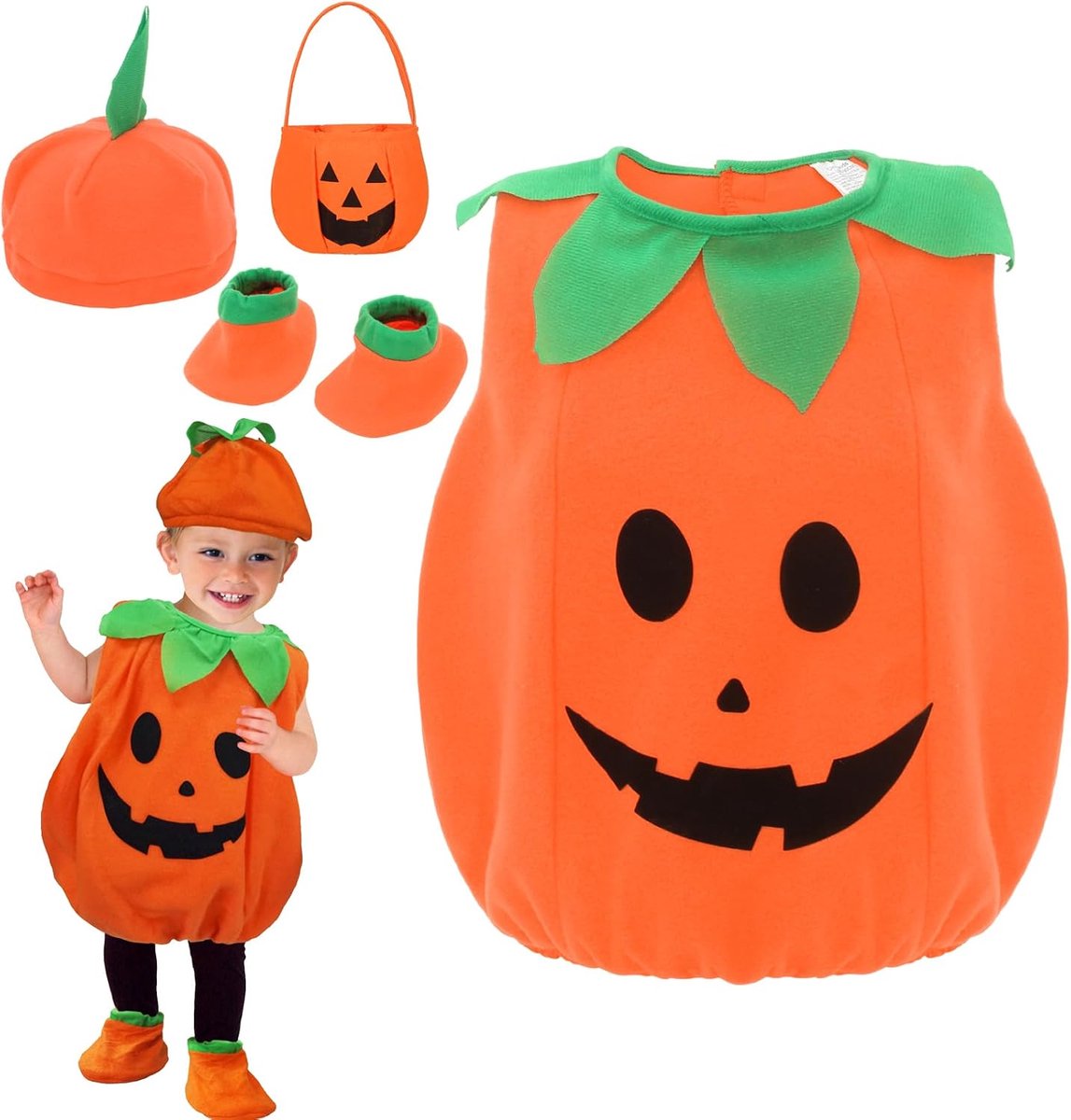 Halloween Kostuum Pompoenkostuum voor kinderen Cosplay Kostuum Voor Carnaval en Feesten Kleding met Hoed en Schoenen