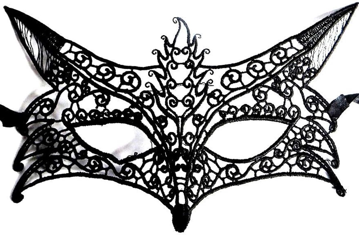 Masker voor kattenkostuum – Venetiaans – carnaval – Halloween – macramé – kleur zwart – volwassenen – dames – meisjes – cadeau-idee voor Kerstmis en verjaardag