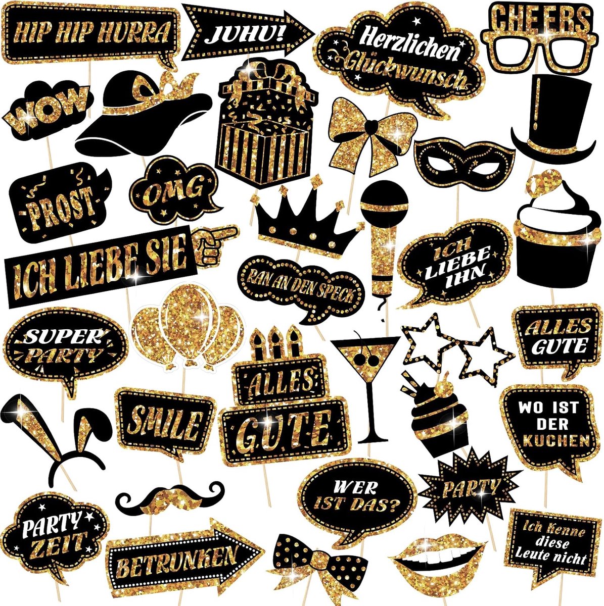 Rekwisieten, fotobox accessoires, feestfoto, booth-rekwisieten, decoratie voor bruiloft, Halloween, Kerstmis, tafeldecoratie, verjaardag, carnaval, oudejaarsavond, feestdecoratie
