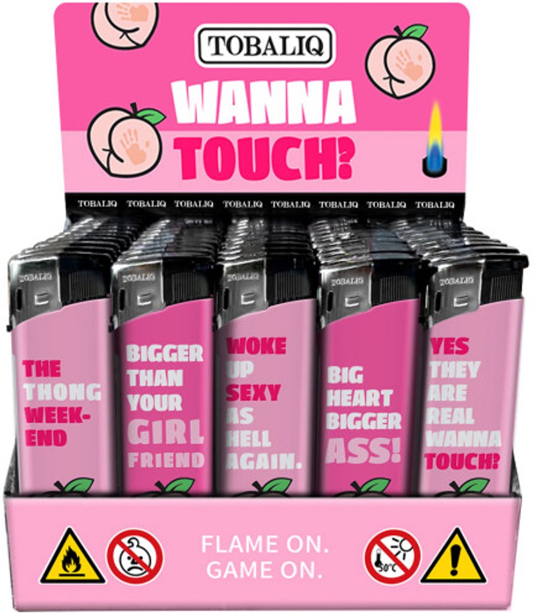 Elektronische aansteker hervulbaar - Design Wanna Touch - Display 50 stuks - wegwerpaansteker - electronic lighter - klik aanstekers