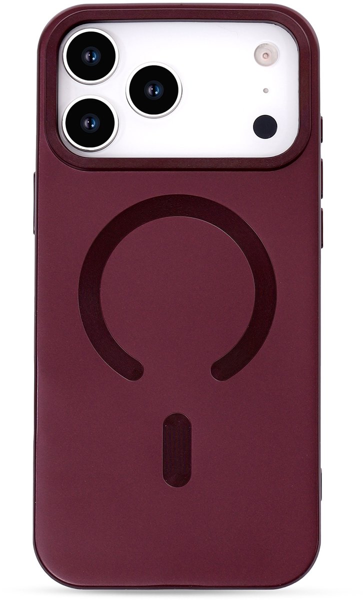Casemania Hoesje Geschikt voor Apple iPhone 18 Pro - Bordeaux - Matte Siliconen Back Cover - Geschikt voor MagSafe - Rood