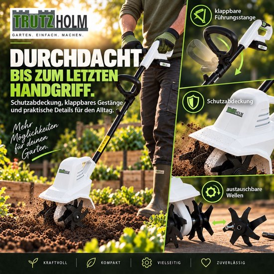 TRUTZHOLM Accu-Frees 20V met 2x 2Ah Accu & Lader - 19cm Werkbreedte 24 Messen - Heavy Duty Gemotoriseerde Dissel Tuinfrees van TRUTZHOLM — afbeelding 2