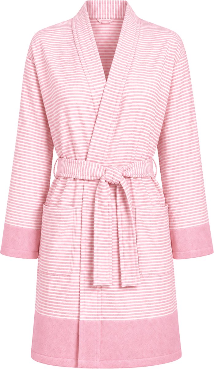 Badjas dames Katoen - Kimono Badjas Dames - lichtgewicht hamam badjas sauna - roze - Maat S/M