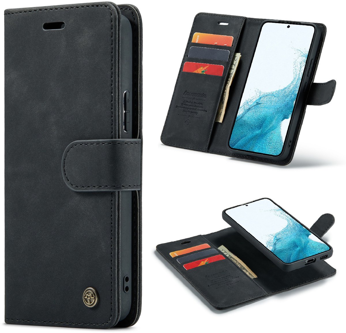 Casemania Hoesje Geschikt voor Samsung Galaxy S26 FE - Charcoal Gray - 2 in 1 Magnetisch Afneembare Book Case - Portemonnee Telefoonhoesje met Pasjeshouder