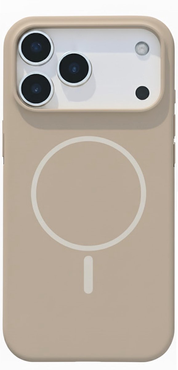 Hoesje Geschikt voor Apple iPhone 18 Pro - Beige - Geschikt voor MagSafe - Magnetische Zachte Liquid Siliconen Back Cover Case