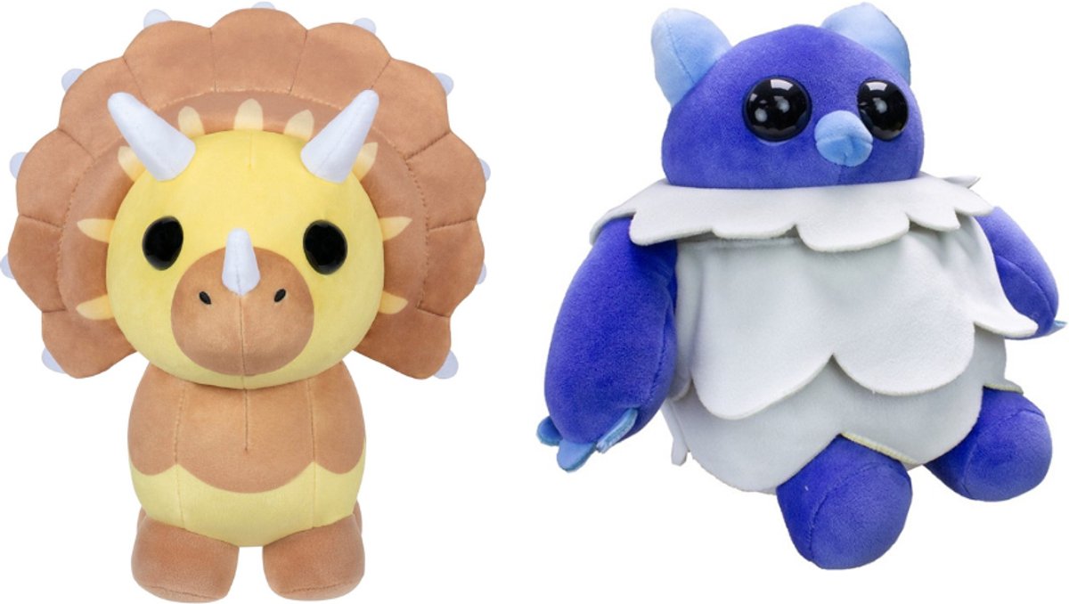 Adopt me - Collector Plush Triceratops + Yeti knuffels 20cm - Set van 2 - Adopt me knuffels - Roblox knuffels - kinderknuffeltjes