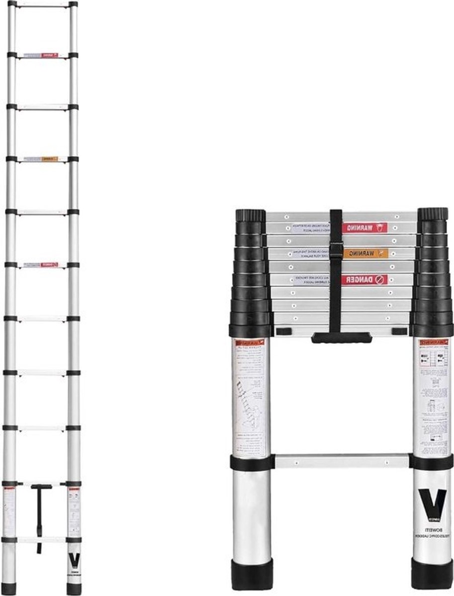 32m Telescoopladder Verlengladder Aluminium Inklapbaar Éénknop-Retractie Slow Down Design Thuis RV Loft 150 kg Ladder