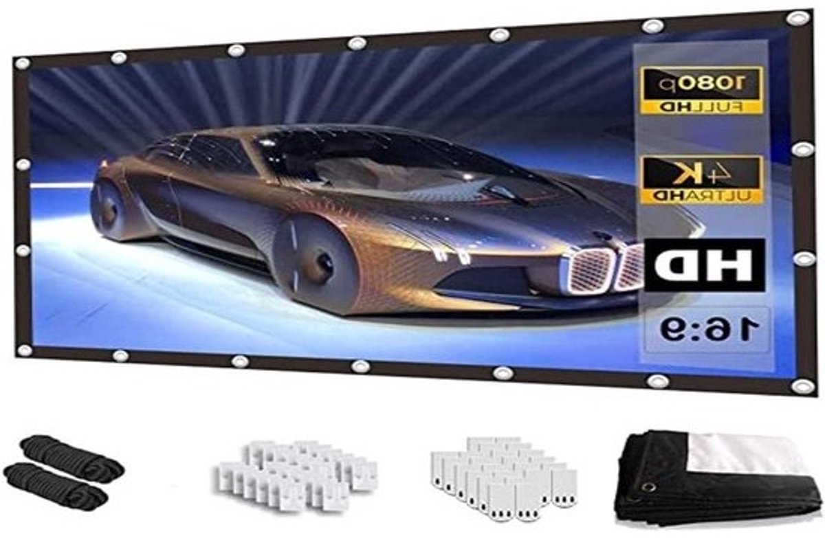 Projectiescherm - Beamerdoek Scherm - Thuisbioscoop Creëren - Anti-kreukel Opvouwbaar - 150 Inch 16:9 - Wit