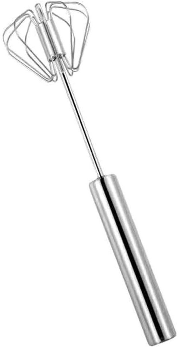 Roestvrij Staal Klopper - Handmatige Mixer - Snel Ingrediënten Mengen - Automatische Rotatie - 10 Inch - Zilverkleurig