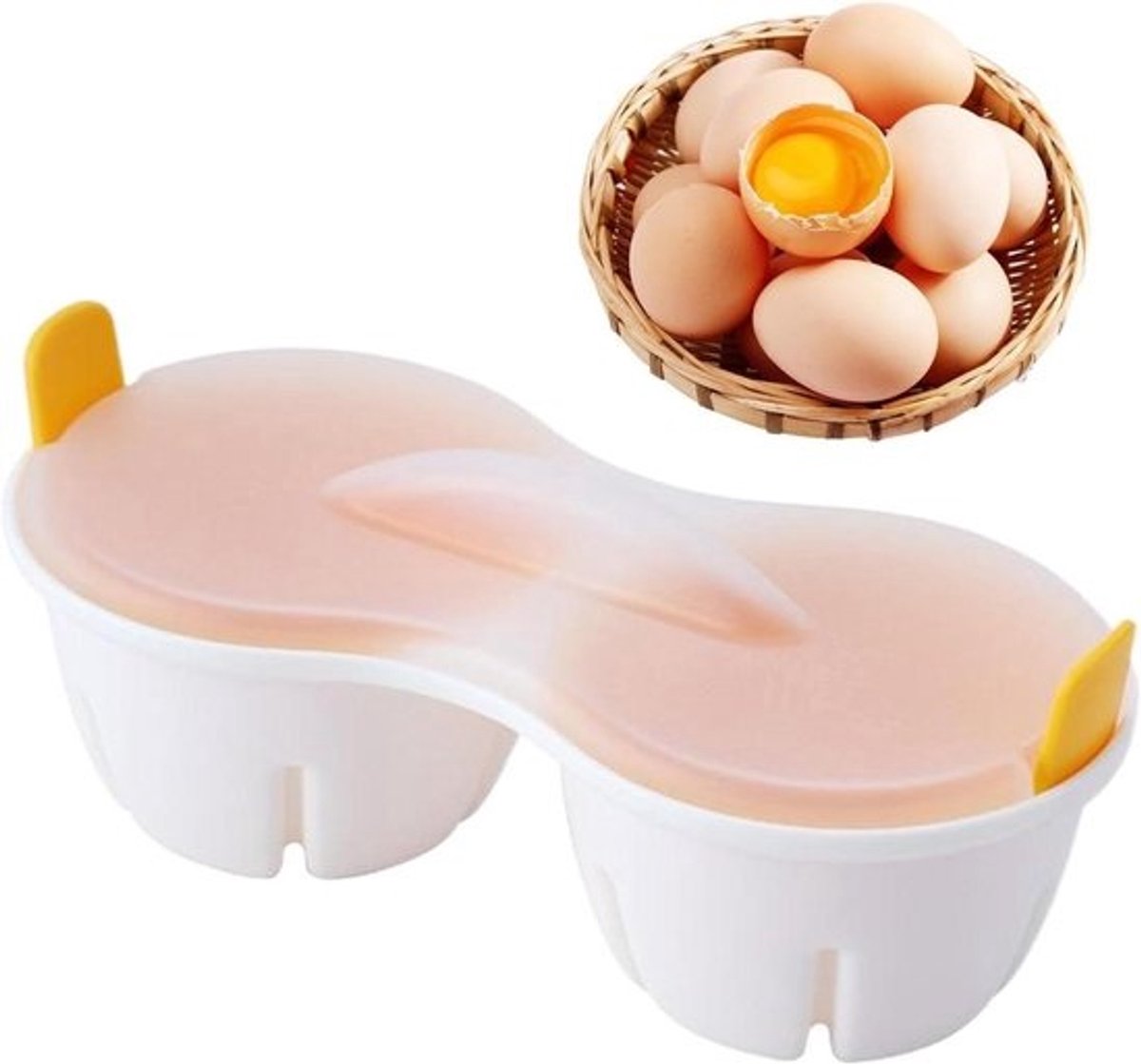 Magnetron Eierketel - Keukenkoker Eierkoker - Snel Eieren Koken - Dubbele Laag Structuur - 22x8.7x11cm - Geel