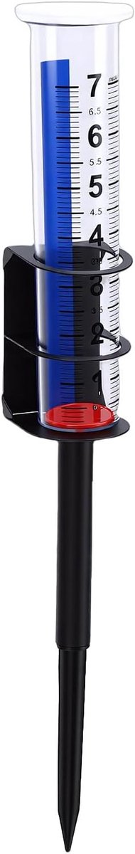 Regenmeter, 7 Inch Spatwaterdichte Buitenregenmeter met Metalen Paal, voor Tuin, Gazon, Patio, Boerderij