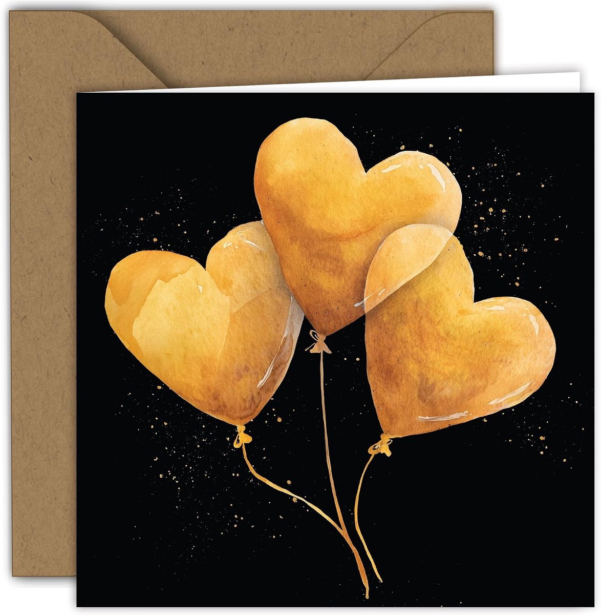 - hartballon motief geel | vouwkaart (15 x 15 cm) - met kracht envelop - blanco binnenkant