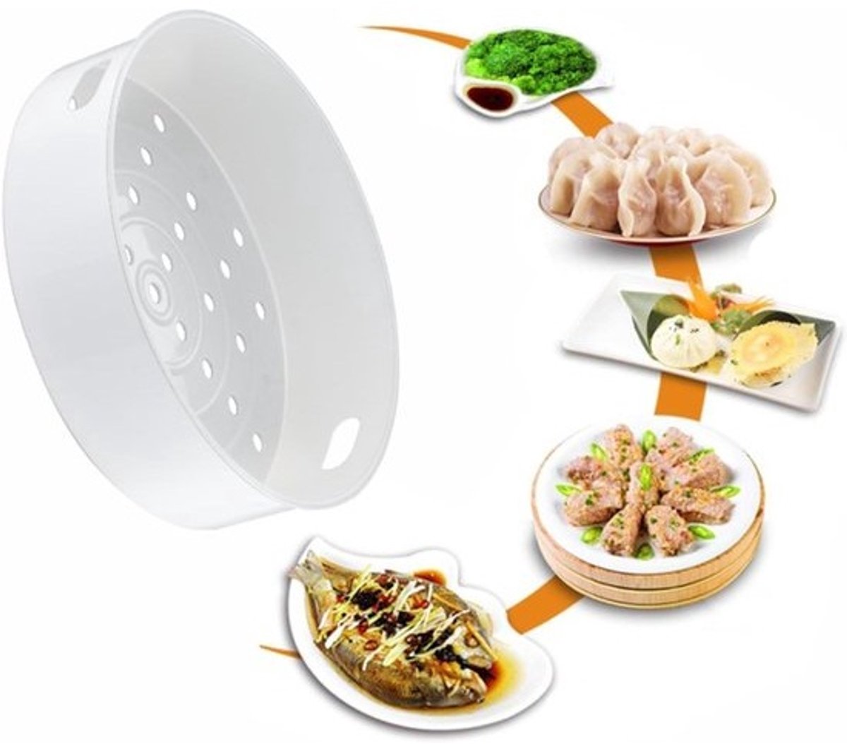 Stoommand Universeel - Stoomrek Keuken - Gezond Koken - Behoudt Voedingsstoffen - 17 x 4 x 15.3 cm - Grijs