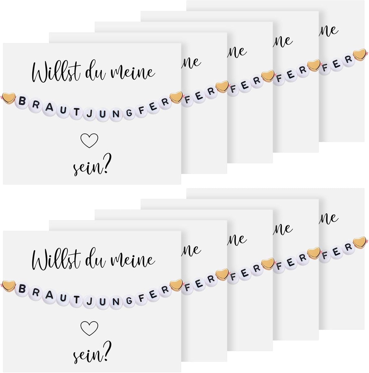 Cadeauset Inclusief Verstelbare Bruidsmeisjesarmband, Bruidsmeisjesvragenkaart, Handgemaakte Cadeaus Voor Bruidsmeisjes, Bruidsmeisjescadeau-Idee(10 Sets)