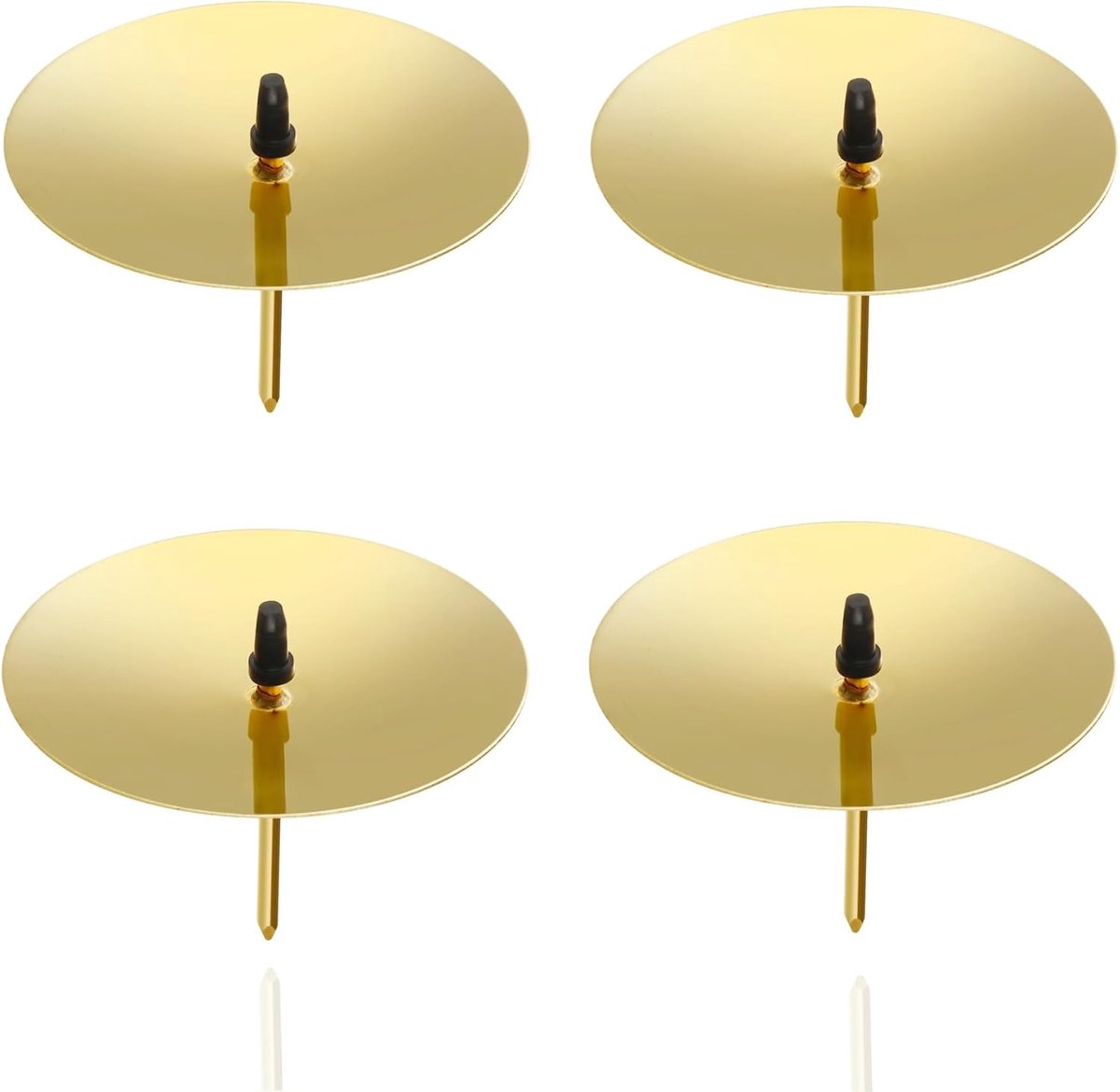 4 x adventskranspluggen 5 cm kandelaars - universeel voor kaarsen - kaarsenbord met pin - kaarsenstekker voor adventskrans, kerstkrans kerstkrans met pin (goud)