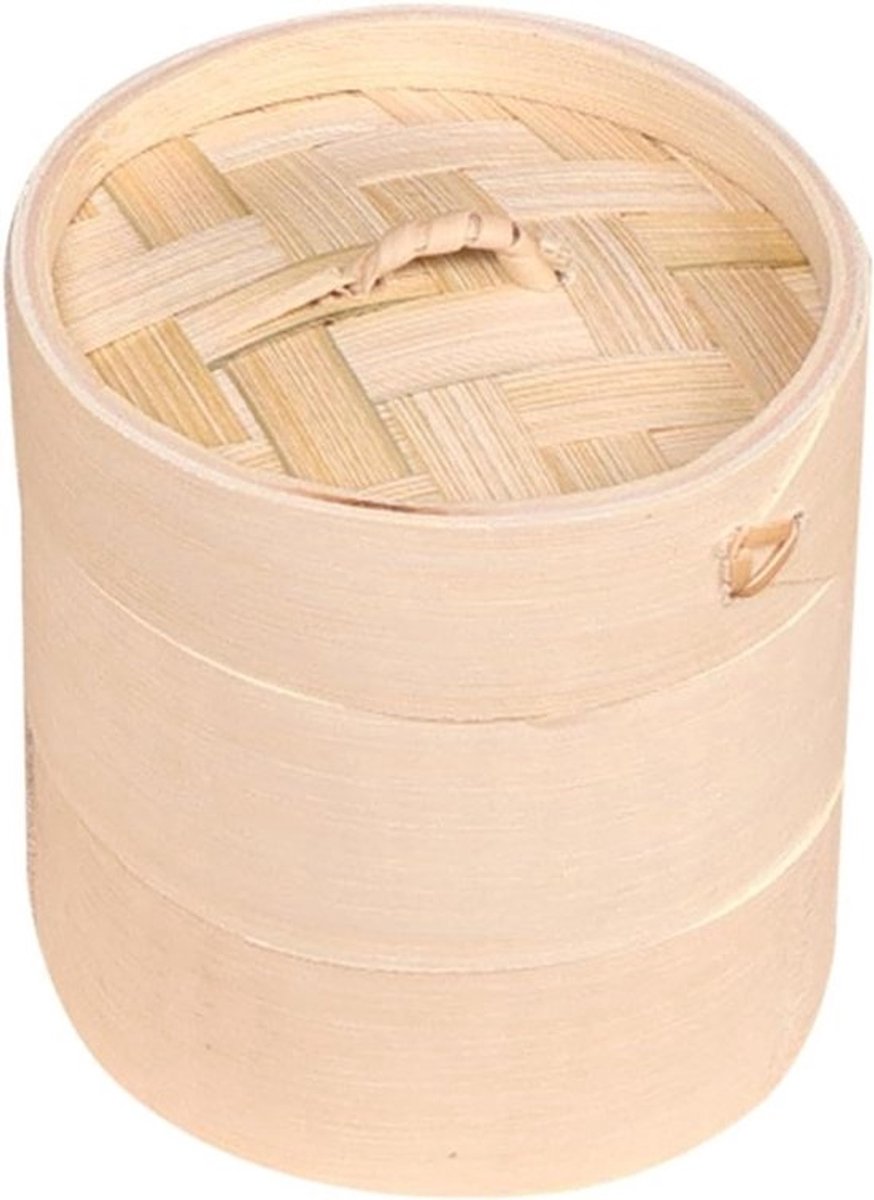 Bamboe Stoompan - Stoommand Set - Gezond Koken - Twee Lagen - 21 cm - Natuurlijk