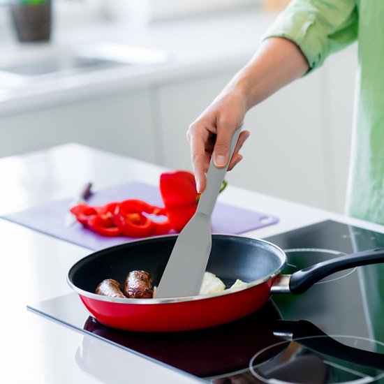 Spatels, anti-aanbaklaag siliconen spatel, spatel omkeerbaar, hittebestendige pannenkoekenspatel, omeletspatel, mini-spatel voor het koken van eieren, hamburgers, pizza, steak — afbeelding 5