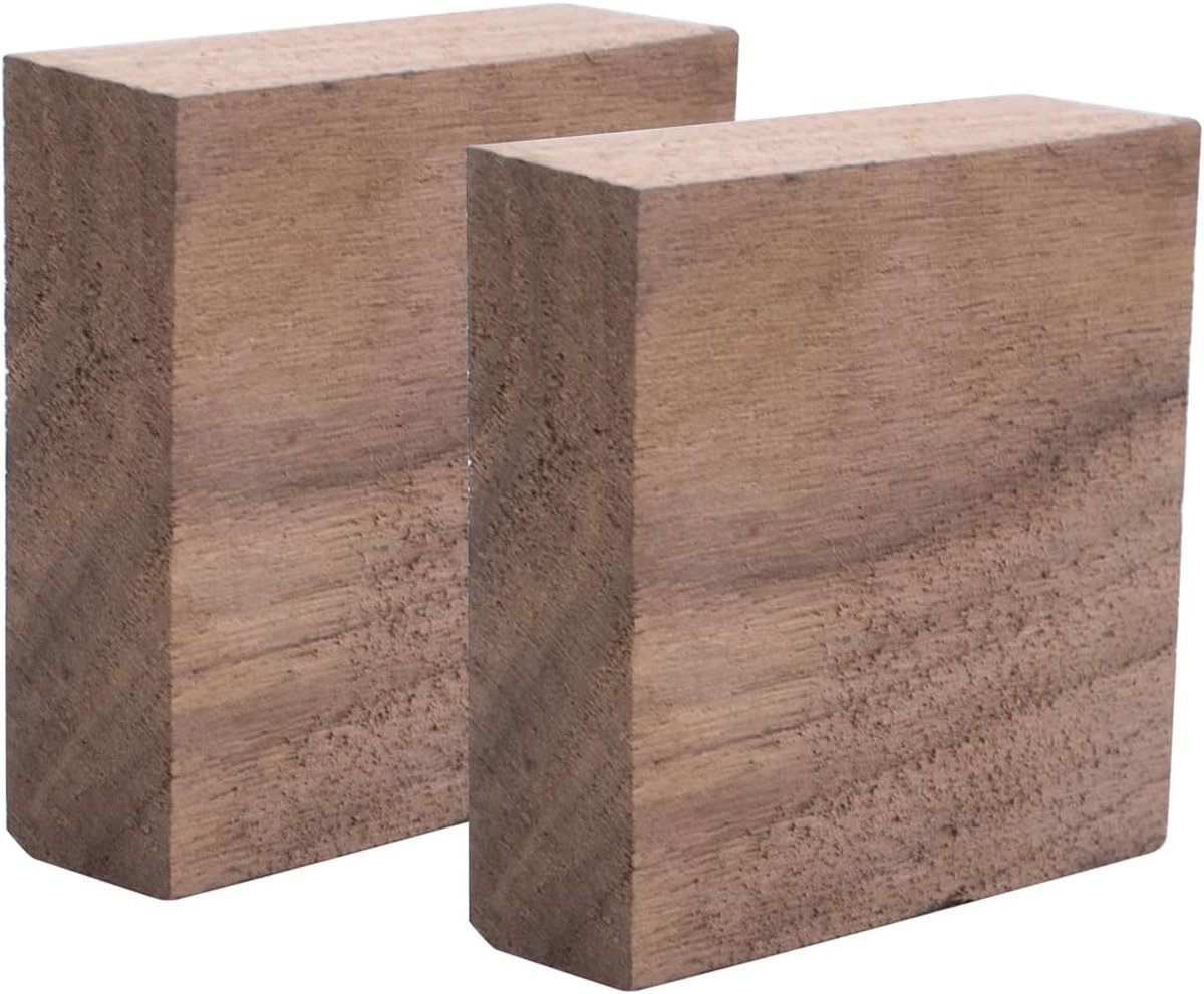 2 stuks walnootplanken, rechthoekige houten plaat, ruwe plaat voor handwerk, modelbouw, knutselen, decoratie van het huis, 7 x 7 x 2 cm