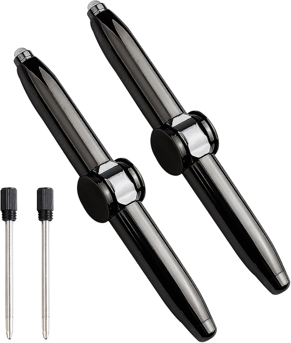 Fidget-balpen voor volwassenen, kinderen en tieners, 2 stuks, spinning pen met navulling, penspinning-pen met cadeau