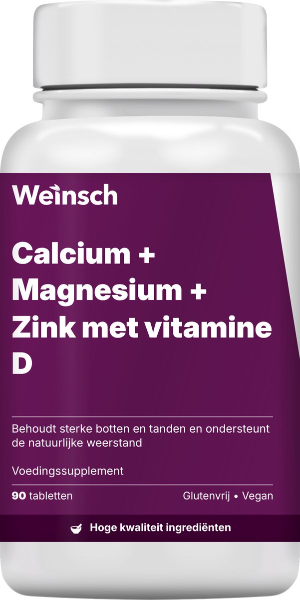 Weinsch Calcium + Magnesium + Zink met vitamine D | 850mg | 90 tabletten