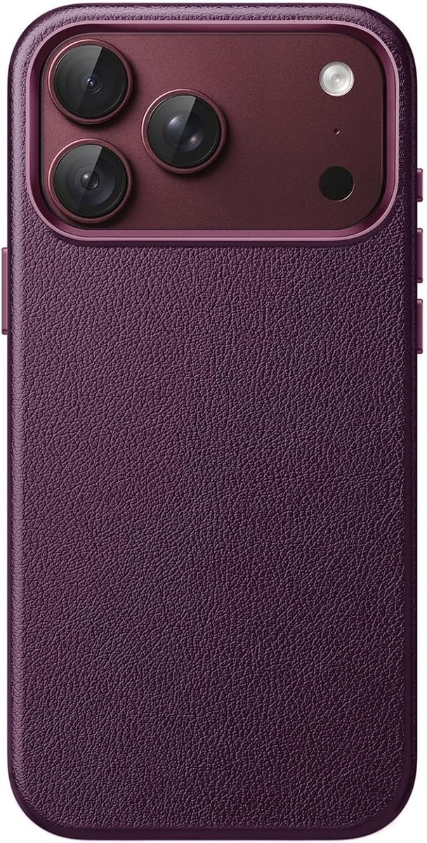Zandarix Hoesje Geschikt voor Apple iPhone 18 Pro Max - Leder - Geschikt voor Mag - Ingebouwde Camera Bedieningsknop - Antislip Grip - Microvezelvoering - Back Cover Hoesje - Cherry Red