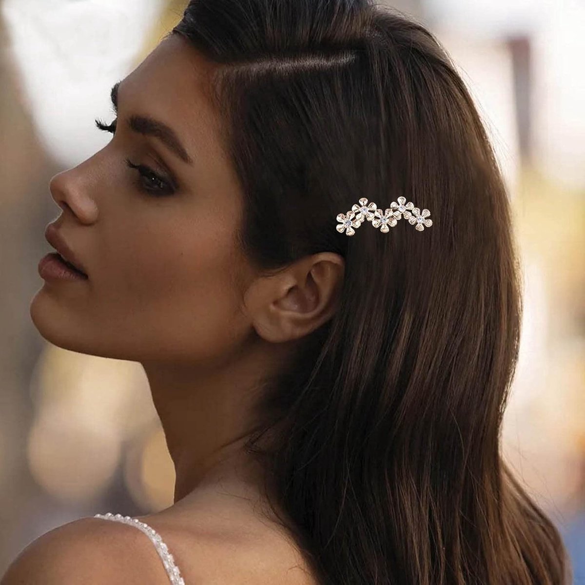 bloem haarspeld gouden haarspeld één woord clip strass haarspeld hoofddeksels decoratieve haarspelden hoofddeksels bruid haaraccessoires voor vrouwen en meisjes (goud)