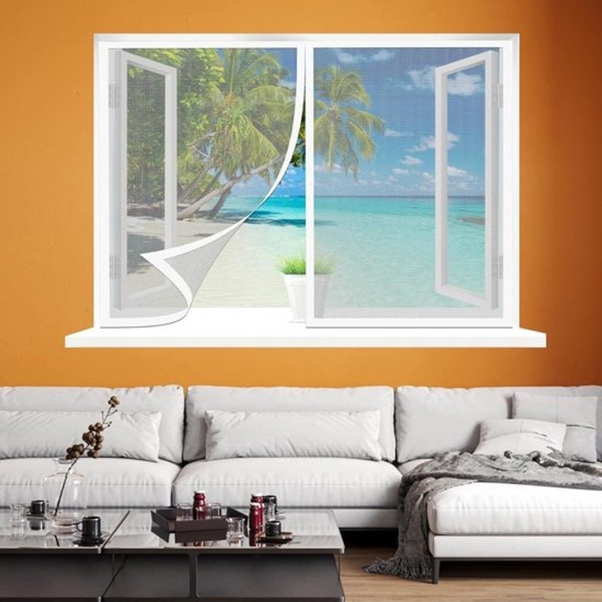Raamhor - Insectengaas - Insecten Buiten - Magnetische Bevestiging - 55 x 110 cm - Wit