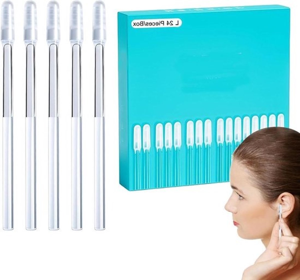 Oorsmeer Verwijderaar - Oorreiniger Set - Persoonlijke Hygiëne - Wasbaar Herbruikbaar - 24 Stuks - Transparant