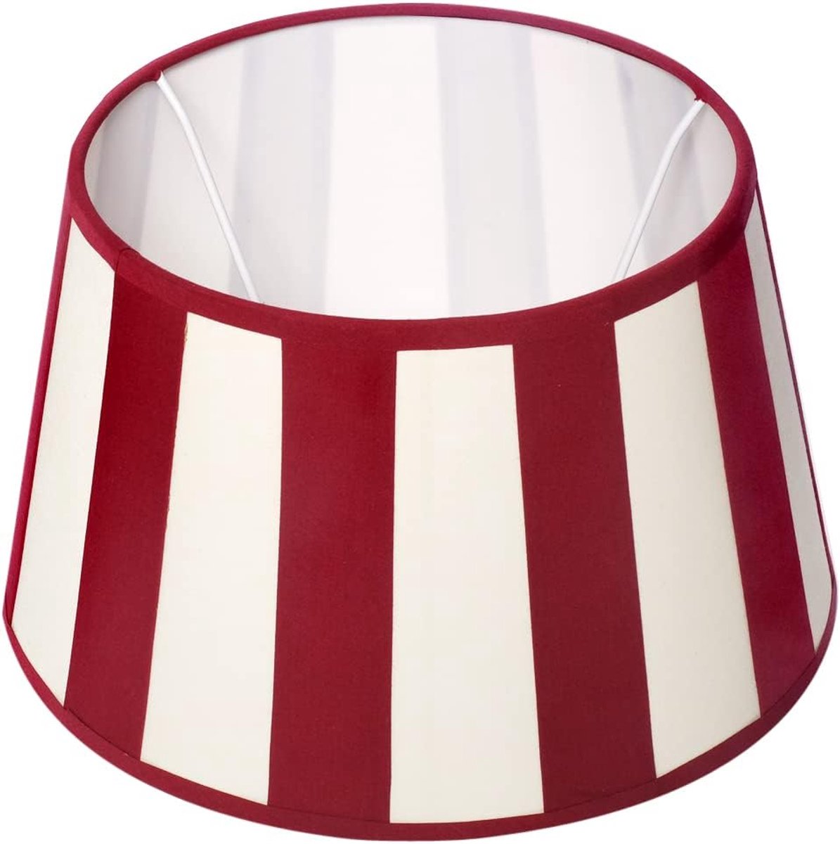 lampenkap gestreepte tafellamp met strepenpatroon voor E14 lamphouder E27 strepen design tafellamp ovaal rond stof (rond: 25 x 19 x 15 cm, rood-crème)