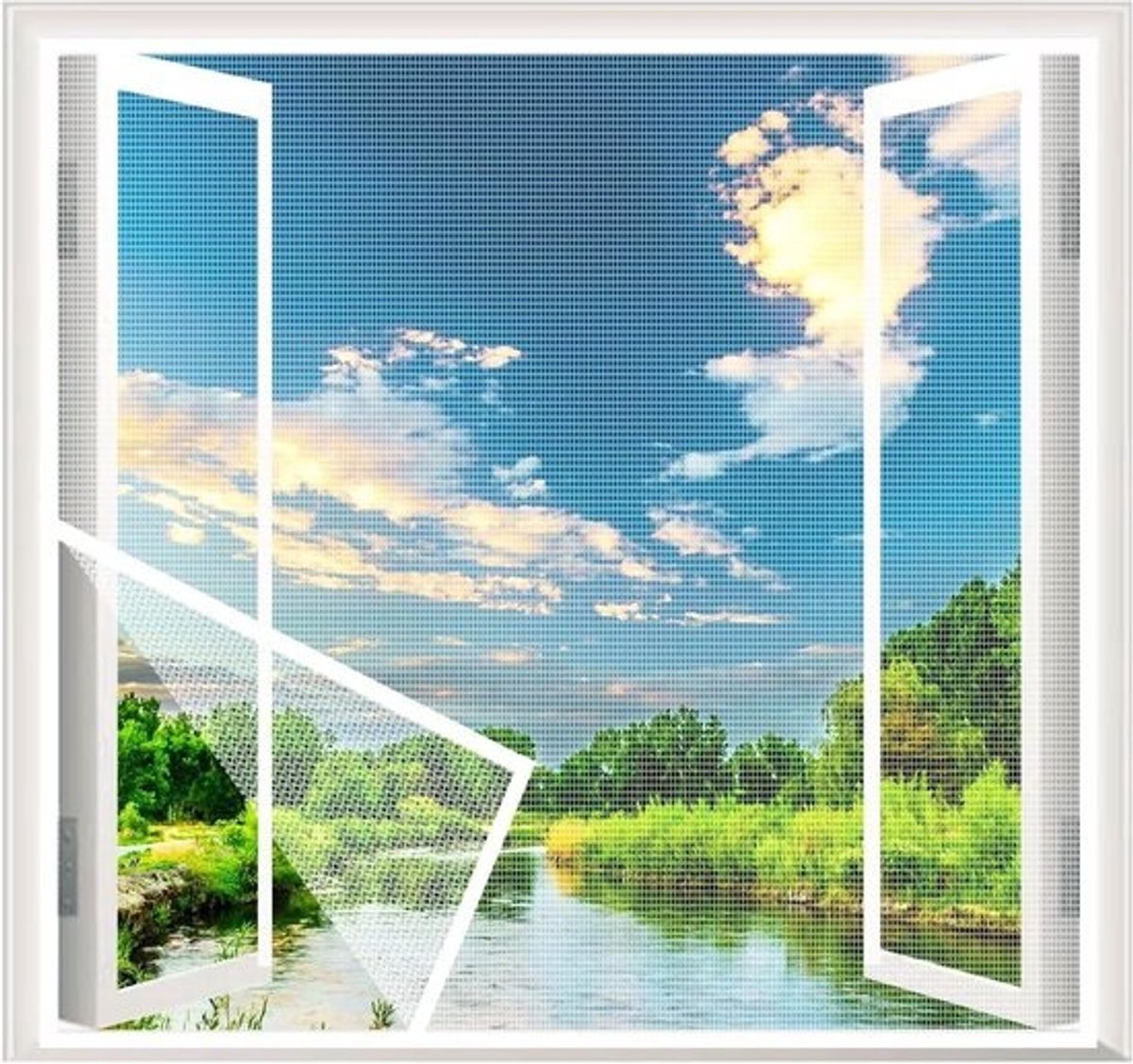 Horraam insectenwering - Lamellengordijn vliegengordijn - Insecten buiten houden - Snelle montage zonder boren - 115x100cm - Wit