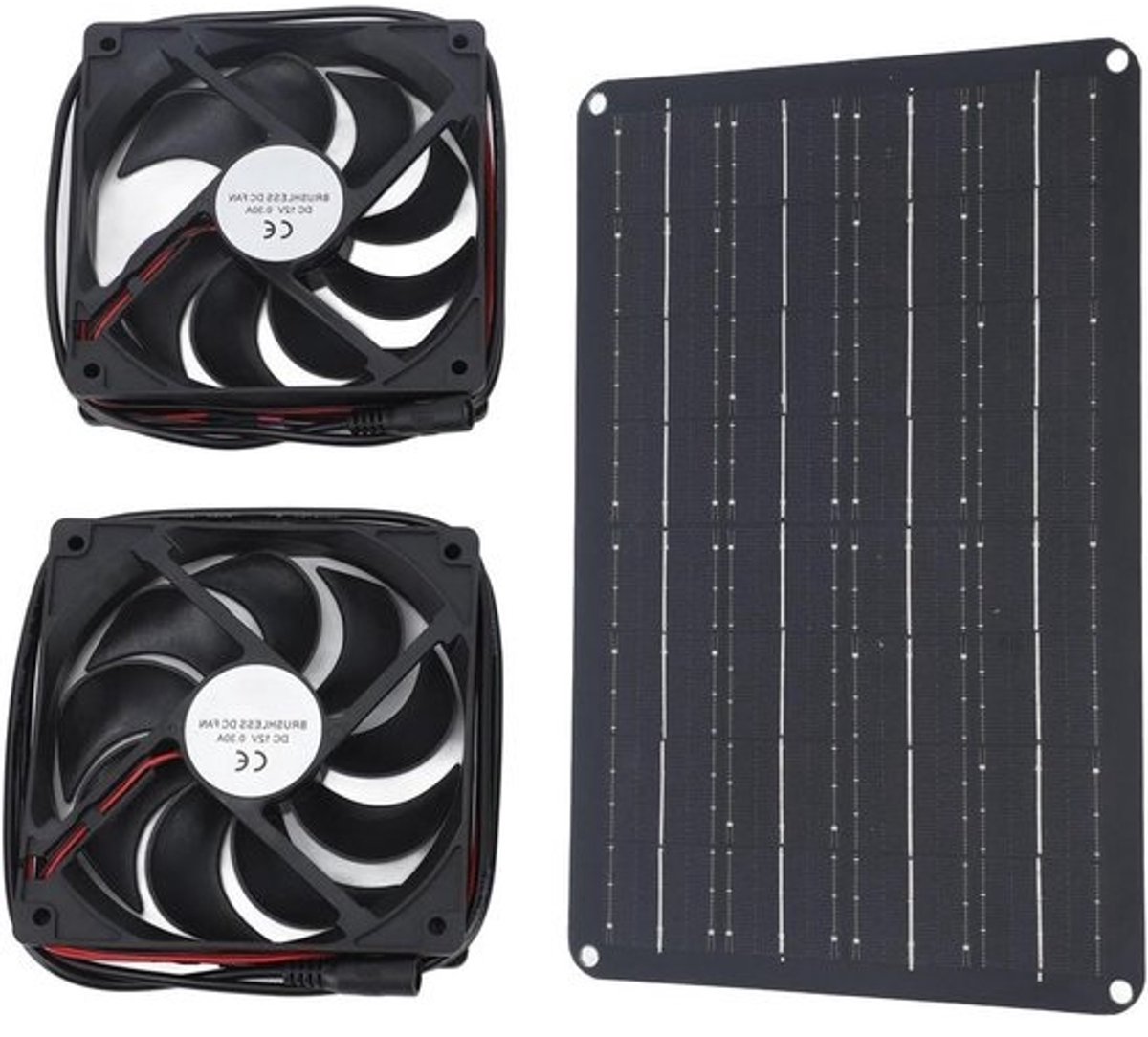 Zonnepaneel Ventilator - Ventilatieset - Efficiënt Ventileren - 15W Zonnepaneel - 12V DC - Zwart