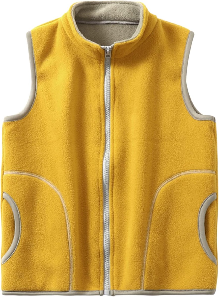 Fleecevest voor kinderen, jongens, meisjes, opstaande kraag, ritssluiting, dubbellaags polar fleece, mouwloos kinderjack, effen