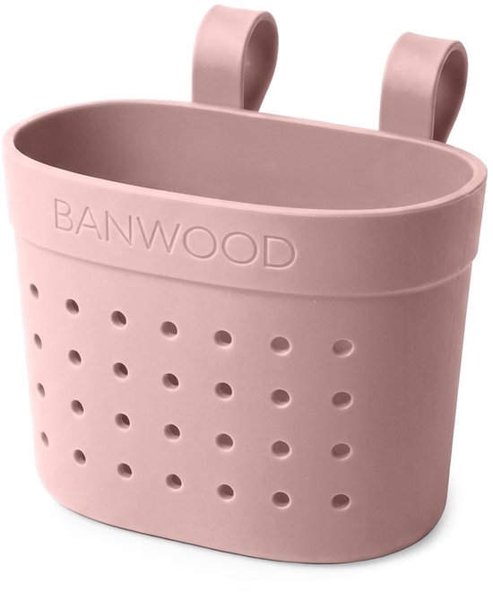 Lichtroze mandje van Banwood met gaatjes en bevestigingslussen.