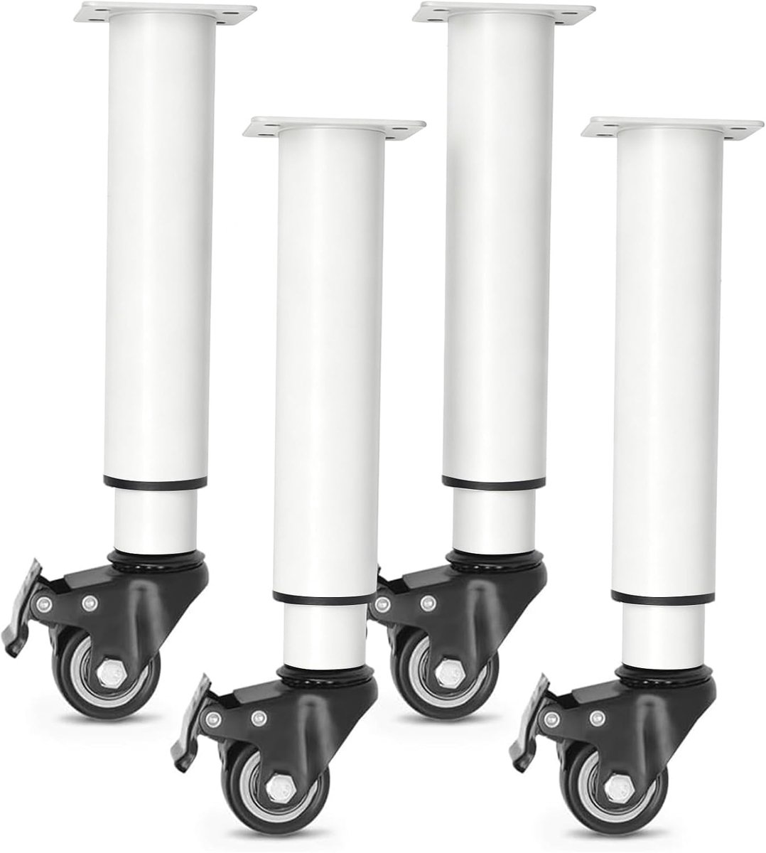 Poten, in hoogte verstelbaar, robuuste middelgrote steunpoten, steunvoet van het bedframe voor middenbalken, lattenbodemversterkingsset voor bedden, 4 stuks (wit, 480-780 mm)