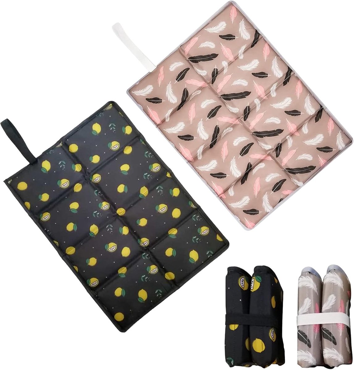 Zitkussen, opvouwbaar, outdoor, 2 stuks, mat, waterdicht, kinderen, outdoor, kinderen, draagbaar, opvouwbaar, wandelen, jacht, accessoires, tuin, stadion, jacht (zwart grijs)