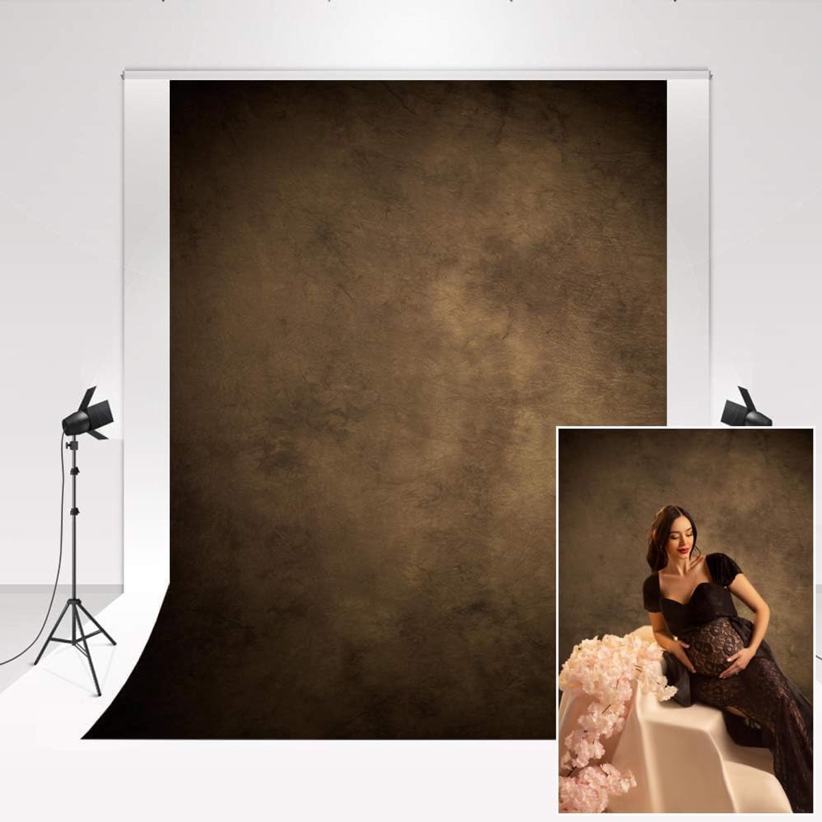 Bruine Foto Achtergronden 2x2m Zwart-Bruin Gradiënt Fotostudio Achtergrond Vintage Portret Fotografie Foto Booth Props Gepersonaliseerde Bruiloft Decoratie Achtergrond