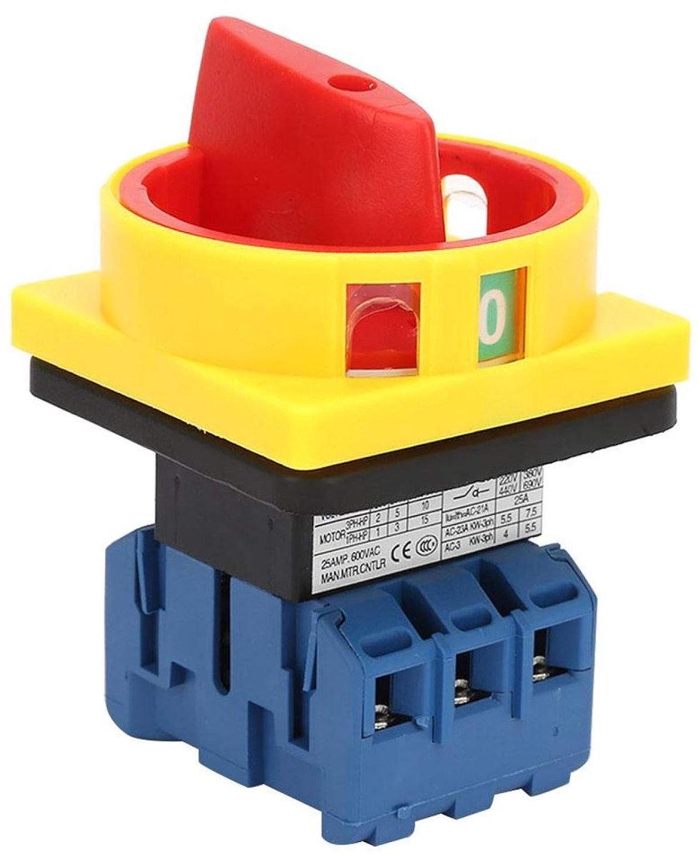 3-polige 2-standen roterende nokkenomschakelaar, laststroomonderbrekerschakelaar, roterende nok aan/uit-schakelaar voor werktuigmachines, 25A/32A(25A)