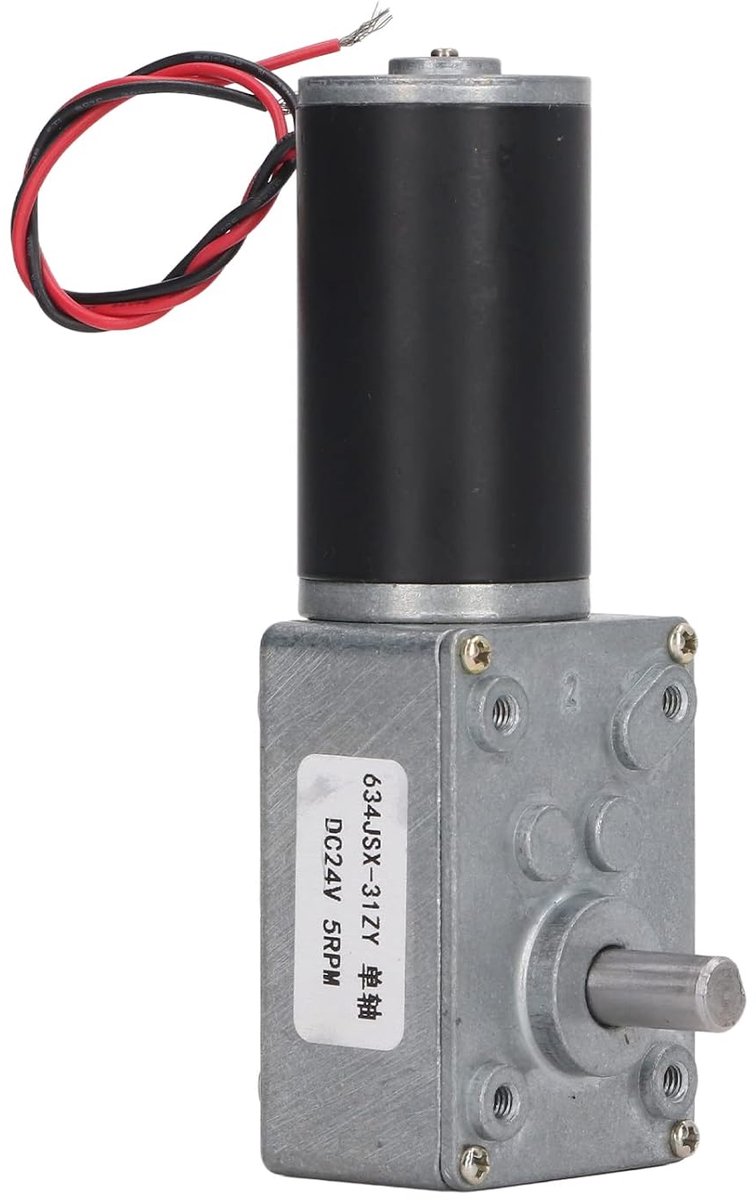 Dailygoods- Reductiemotor DC 24V - Enkele As - 5 RPM - Aluminiumlegering - Torsie 30 kgf.cm - Geschikt voor Printertelmachine - Aandrijfmotor